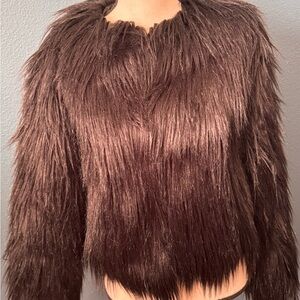 Chic Faux Fur Teddy Jacket in Black